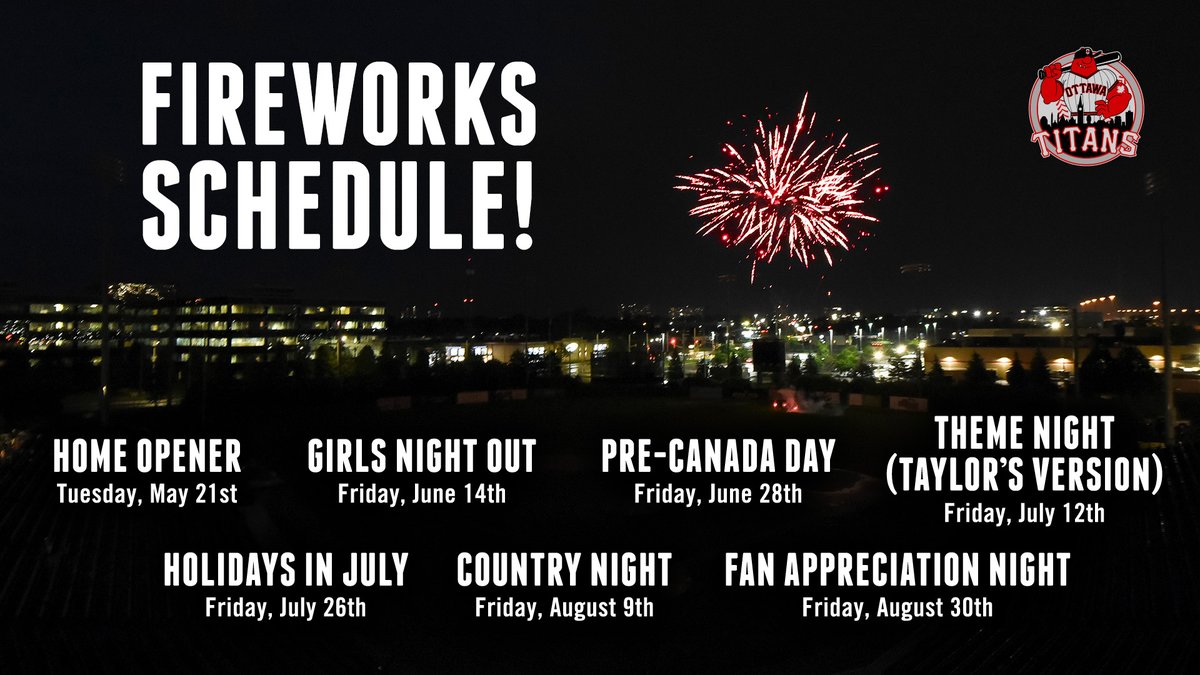 Fireworks are always a big hit at the ballpark! 🎆 Check out all of our exciting theme nights for 2024 at bit.ly/OT-PromoSched 🤠 #HereToStay