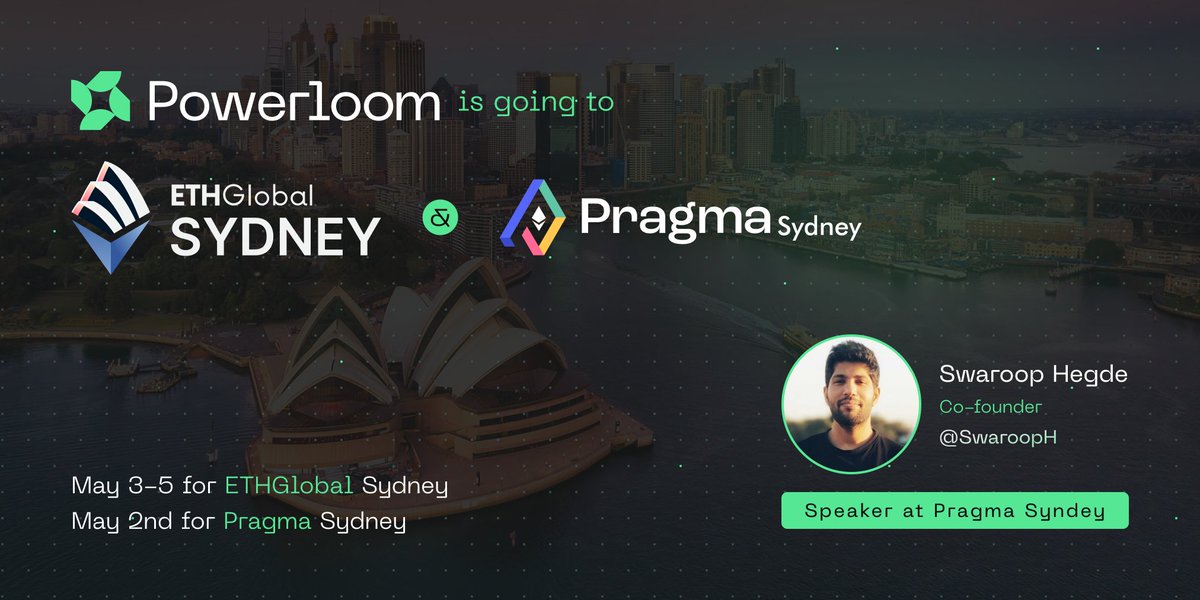 🌏 Next stop: Down under! @ETHGlobal Sydney & Sydney Pragma! 🇦🇺 Join @SwaroopH as he speaks at Sydney Pragma on May 2nd and explore composable web3 data at ETH Global Sydney – on May 3-5. More details: ethglobal.com/events/sydney 📩 DMs us if you want to catchup while we're
