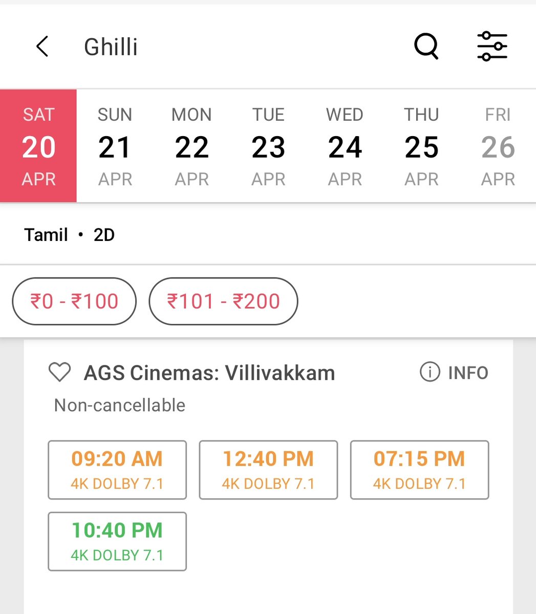 Thread :- #Ghilli TN Bookings A Thread for Ghilli Re Release Bookings !!! 1) Chennai (1/n) #GhilliReRelease #GOAT @actorvijay