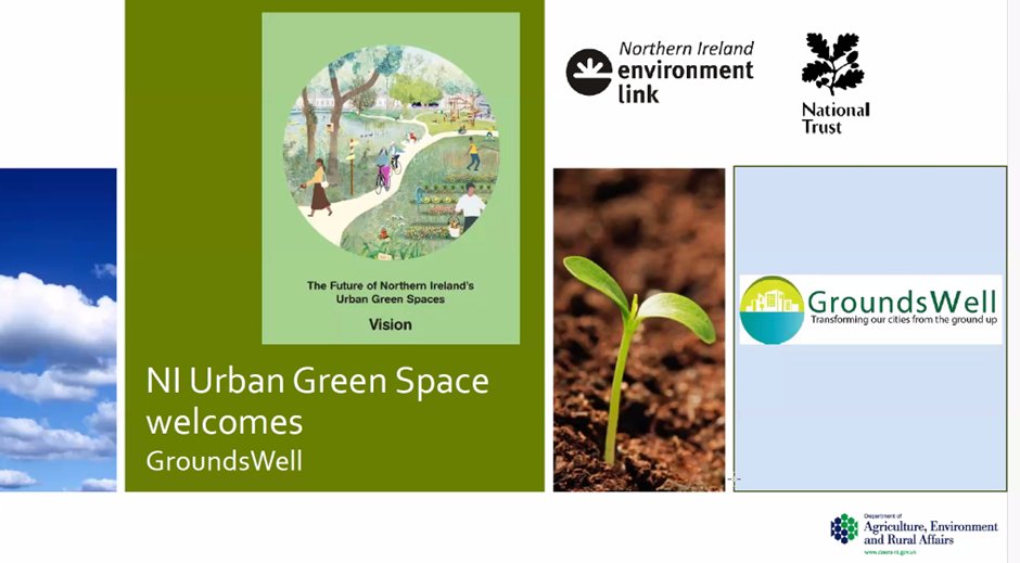 Co-director @Ruth_HunterQUB presented an overview of GroundsWell and the health benefits of urban green space earlier this week as part of the @EnvironmentNI NI Urban Green Space Webinar series 🌳