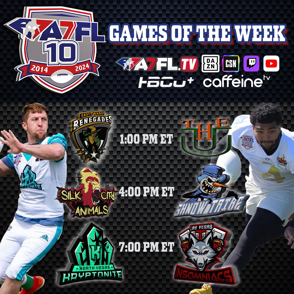 🏈 SUNDAYS COMIN'!! A7FL Throw-Off 1PM ET ⚡️Crazy 7v7 Football Action ALL DAY! Watch 👁️👁️ A7FL.TV @DAZN @caffeine @creatorsportsnetwork 💪🏾 Get Taped Up before the game, any game! - @tape_me_up_llc #football #sunday #livestream