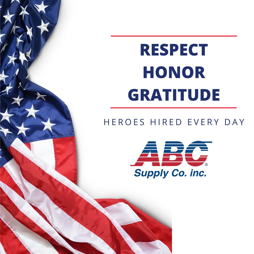 We proudly support our veterans! 🇺🇸 Are you a veteran looking for a rewarding career? Appy today: careers.abcsupply.com/military-commi… #ABCSupply #AmericanPride #HireVeterans #JobsforVets #MilitaryFriendly #MilitaryHiring #VeteranEmployer #VeteranHiring #VeteranJob #Veterans
