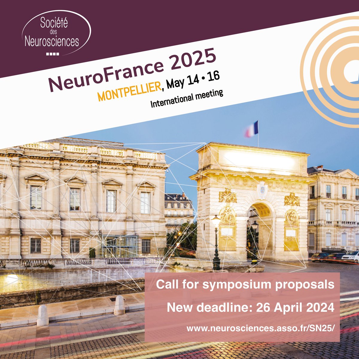 Need more time to submit a symposium proposal for #NeuroFrance2025 ? 🔴Deadline postponed to 26 April. Last chance to present your research at the largest neuroscience meeting in France! More info & submission: neurosciences.asso.fr/SN25