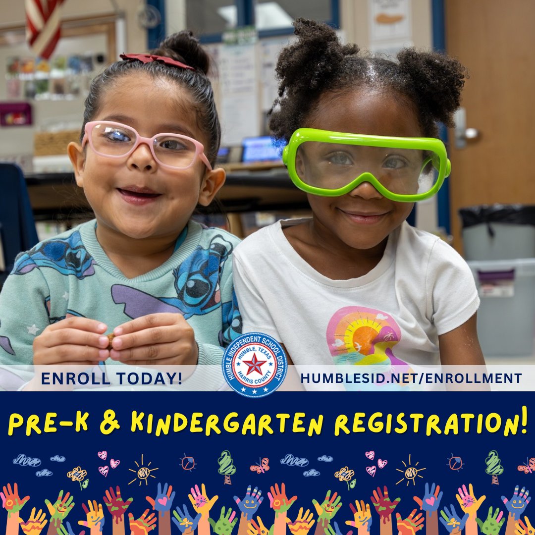 Pre-K & Kindergarten Registration for the 2024-2025 school year is OPEN. Enroll today and join the #HumbleISDFamily! 🤩humbleisd.net/enrollment 🤩humbleisd.net/prek 🤩humbleisd.net/kinderroundup