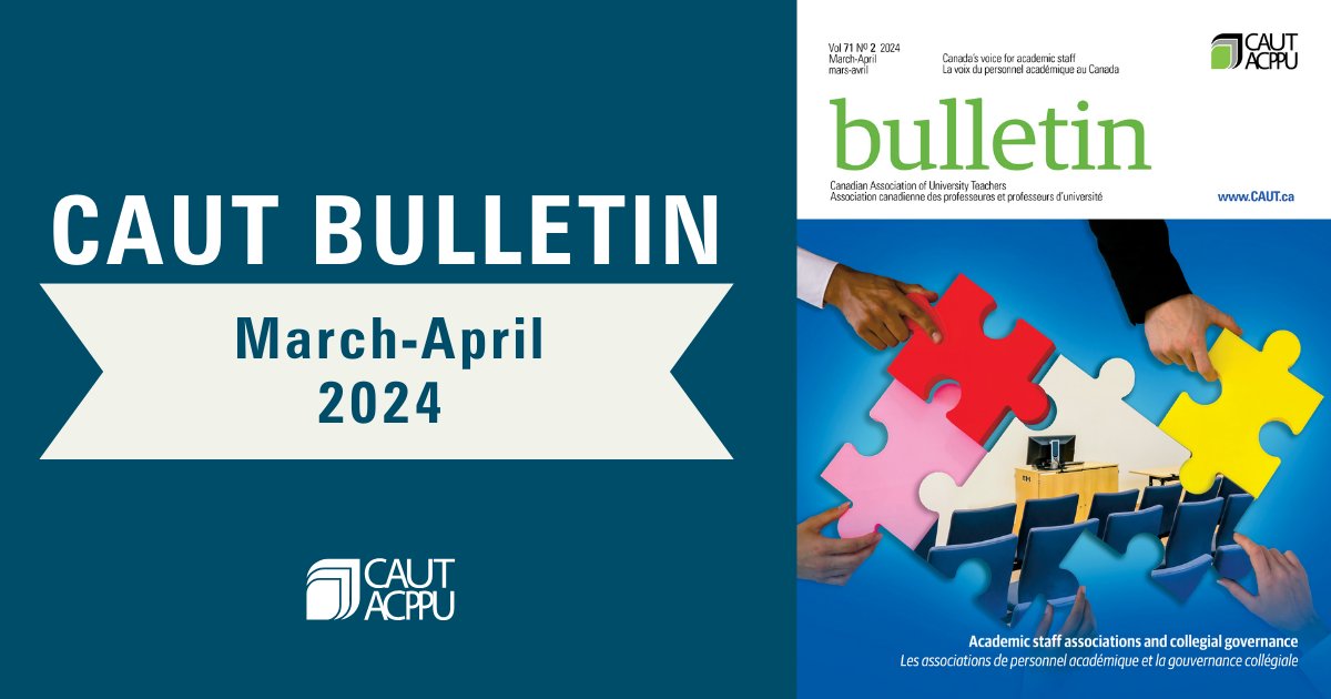 'To relegate our unions to bargaining wages and working conditions every few years is to miss an important opportunity to defend collegial institutional governance that gives the academic community its proper voice.' Read more in the Bulletin: caut.ca/bulletin/2024/…