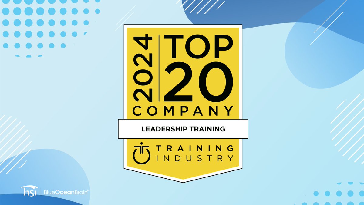 Excited to share that HSI Blue Ocean Brain has been named a Top 20 Leadership Training Company by @TrainingIndustr for the fourth consecutive year! We're thrilled to continue offering learning opportunities for leaders at every level. 

#professionaldevelopment #microlearning
