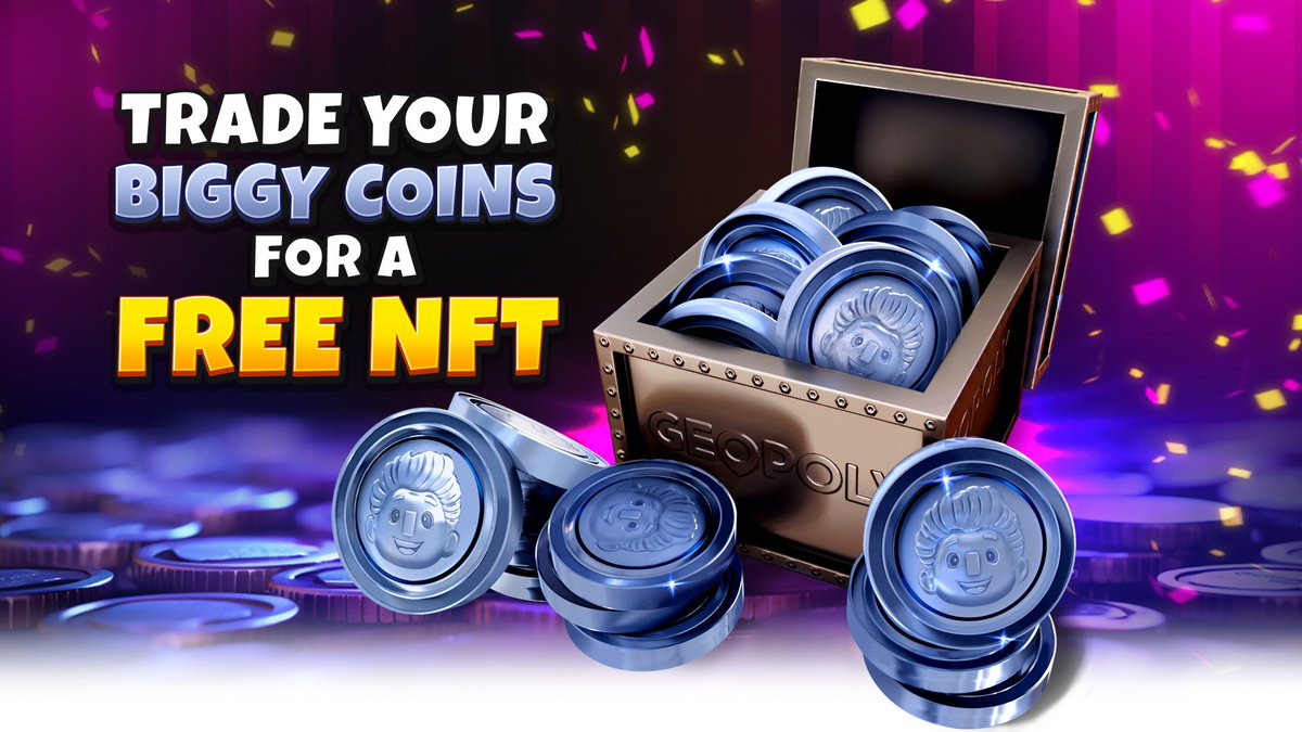 💰 Biggy Coins, your ticket to an exclusive #Geopoly reward! Earn them for Free by completing our Daily Missions and trade them for a #FreeNFT 💃 Don't miss out on this opportunity to level up your collection! Join the adventure today and start #stacking those Biggy Coins! 💪