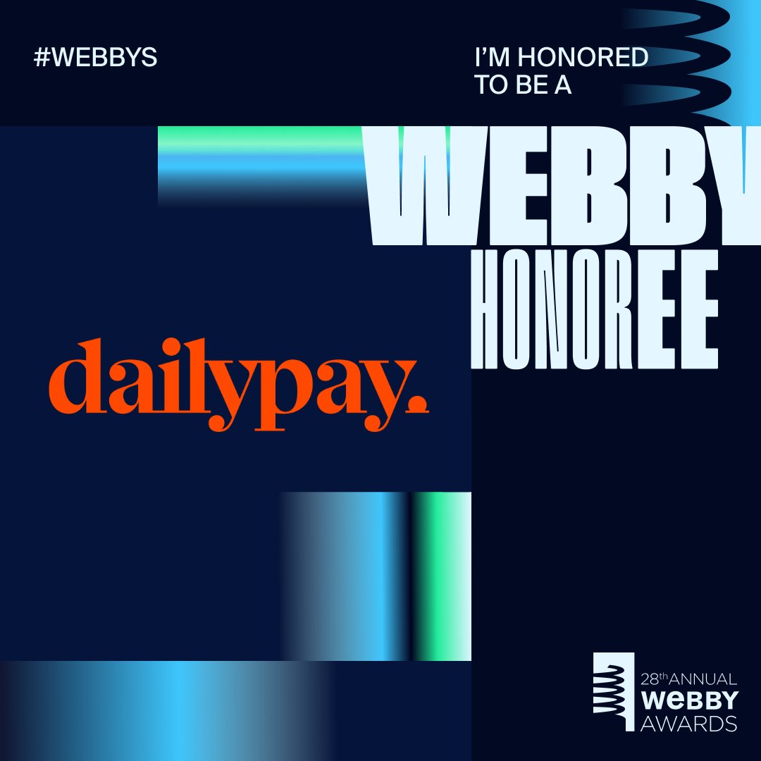 We’re thrilled to announce that DailyPay has been named a Finalist Honoree for Best Mobile Visual Design by @TheWebbyAwards for our employee-facing website. Huge shoutout to the web team for all your hard work. Check out our webpage here. ➡️ bit.ly/3W5CDso