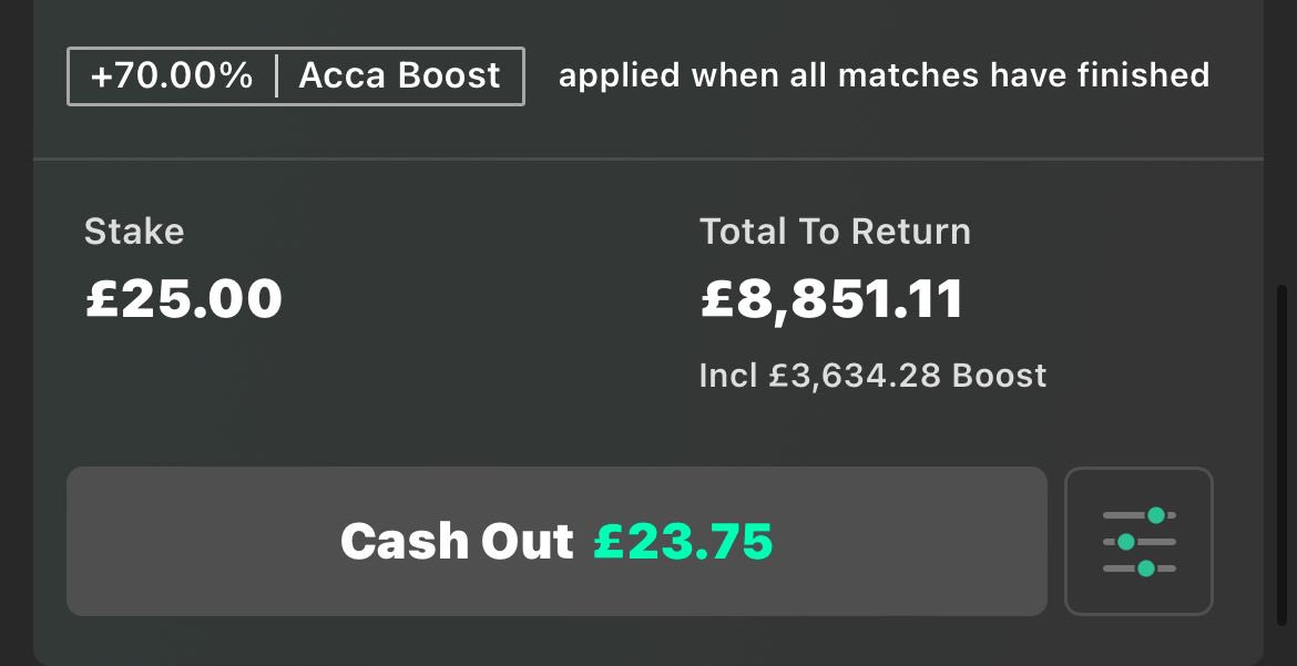 £25 into £8,851.11 💰 Friday-Sunday Acca… it’s posted! If it wins I will give £1,000 of it to 1 person at random who reposts & comments saying ‘In’ Get involved I the free telegram here 👇🏽 t.me/+3dN2mtTBi9JhN…