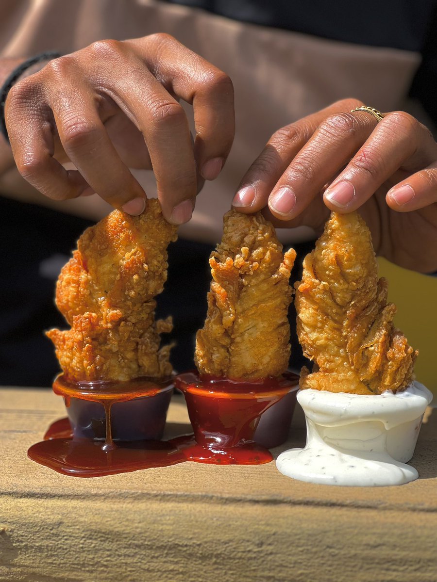 3Forty5iveWINGS's tweet photo. Indulge in a symphony of flavors with our crispy chicken tenders paired with an array of delightful sauces! 🍗✨ Which sauce will be your flavor adventure today? #TenderTemptations #3Forty5iveWings #SauceBoss https://t.co/sU8F5m9F4I