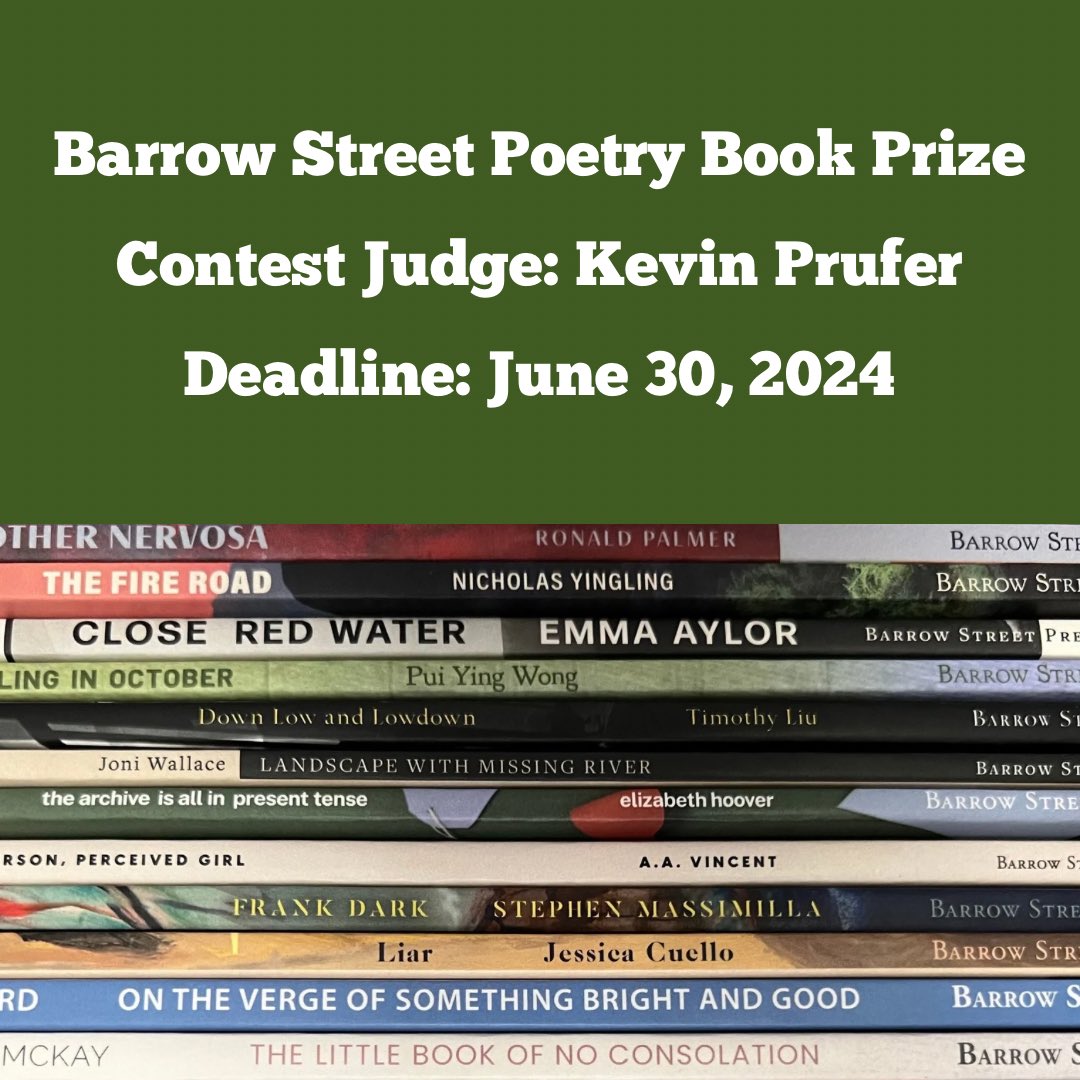 We are so thrilled to officially announce that Barrow Street’s annual poetry book contest is now open for submissions. Our 2024 judge is Kevin Prufer! The contest winner will receive $1500 and publication in 2025. Contest deadline: June 30.