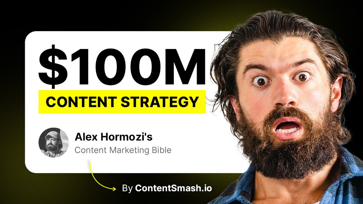 Alex Hormozi's $100M Content Strategy Revealed I reverse-engineered Alex Hormozi's $100M content system into a 39-page guide ↳ Attract your ideal clients ↳ 10X your audience ↳ Become an authority Want it? 1. Like + RT 2. Comment 'Alex Hormozi' & I'll send it to…