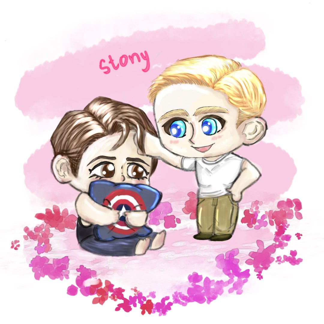 เพิ่งได้ลองฝึกวาด fan art คู่ stony ค่ะ ❤️💙#stony #stevetony