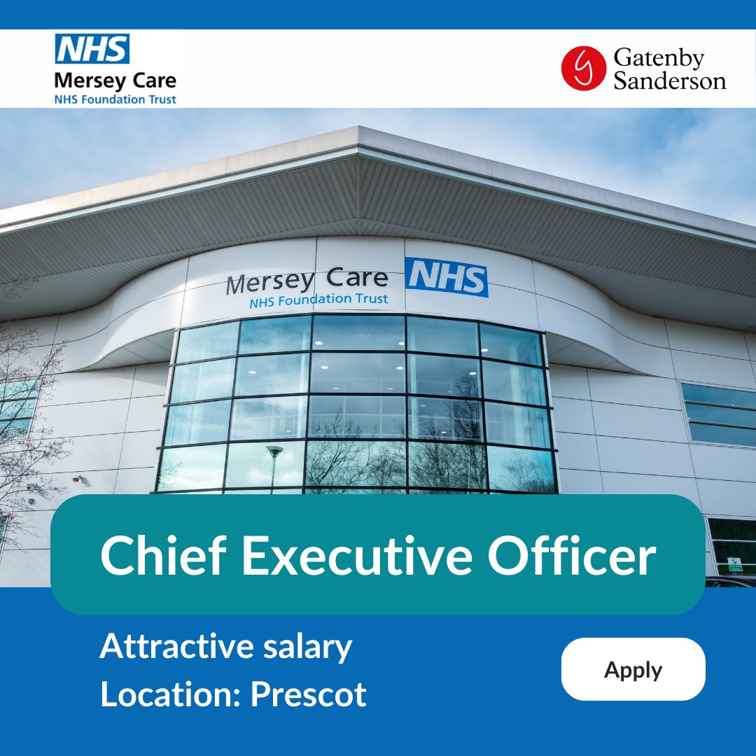NEW OPPORTUNITY @Mersey_CareJobs Mersey Care NHS Foundation Trust is looking for the next Chief Executive Officer to lead their organisation at an exciting but challenging time. To learn more, visit tinyurl.com/2n9w7dpc #NHSTrust #CEO #Leadership