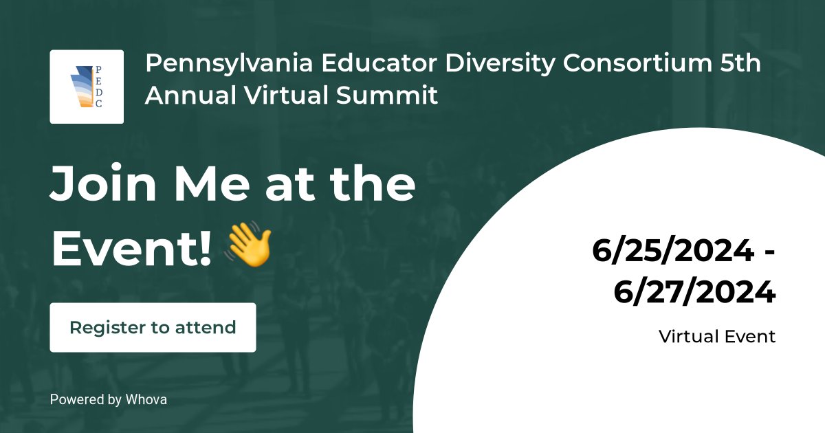 'Are you an educator or an advocate for education for our PA Students and teachers?  If yes, you will want to join me and others attending the PA Education Diversity Consortium annual summitt'
#PAEducation #DiversityInEducation #EducationAdvocacy #TeacherSupport #StudentSuccess