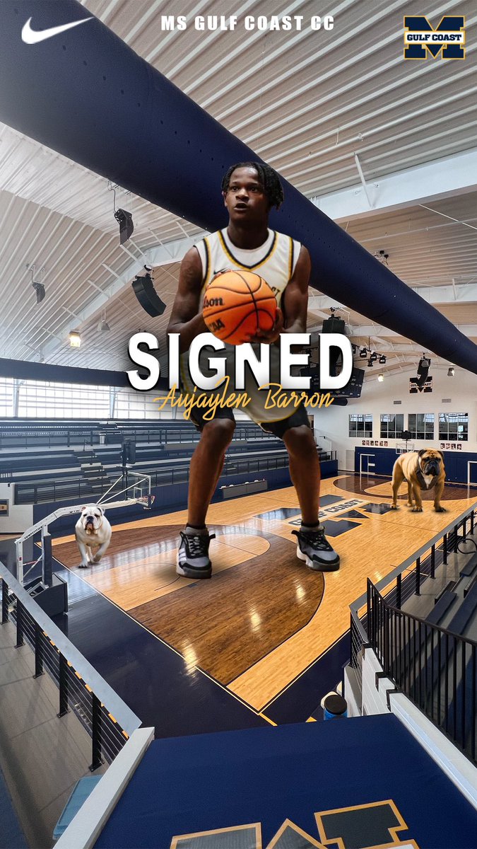 Bulldog family please welcome 5’8 Aujaylen Barron from GulfPort MS to the family. <a href="/aujaylenbarron4/">Jay</a> 💙💛🐶