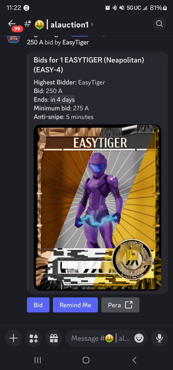 AlgoLeagues's tweet image. Leveraging the new @AlgoLeagues Bot auction feature, the EasyTiger Neapolitan 1/1 auction has begun in our Discord!🥳
discord.com/invite/8T2dX5q…
#AlgorandNFTs #Algorand #ALGO
#Algofam #AlgoLeagues #NFTCommmunity #AlgoNFT #NFTs #VoiLeagues #VoiGames