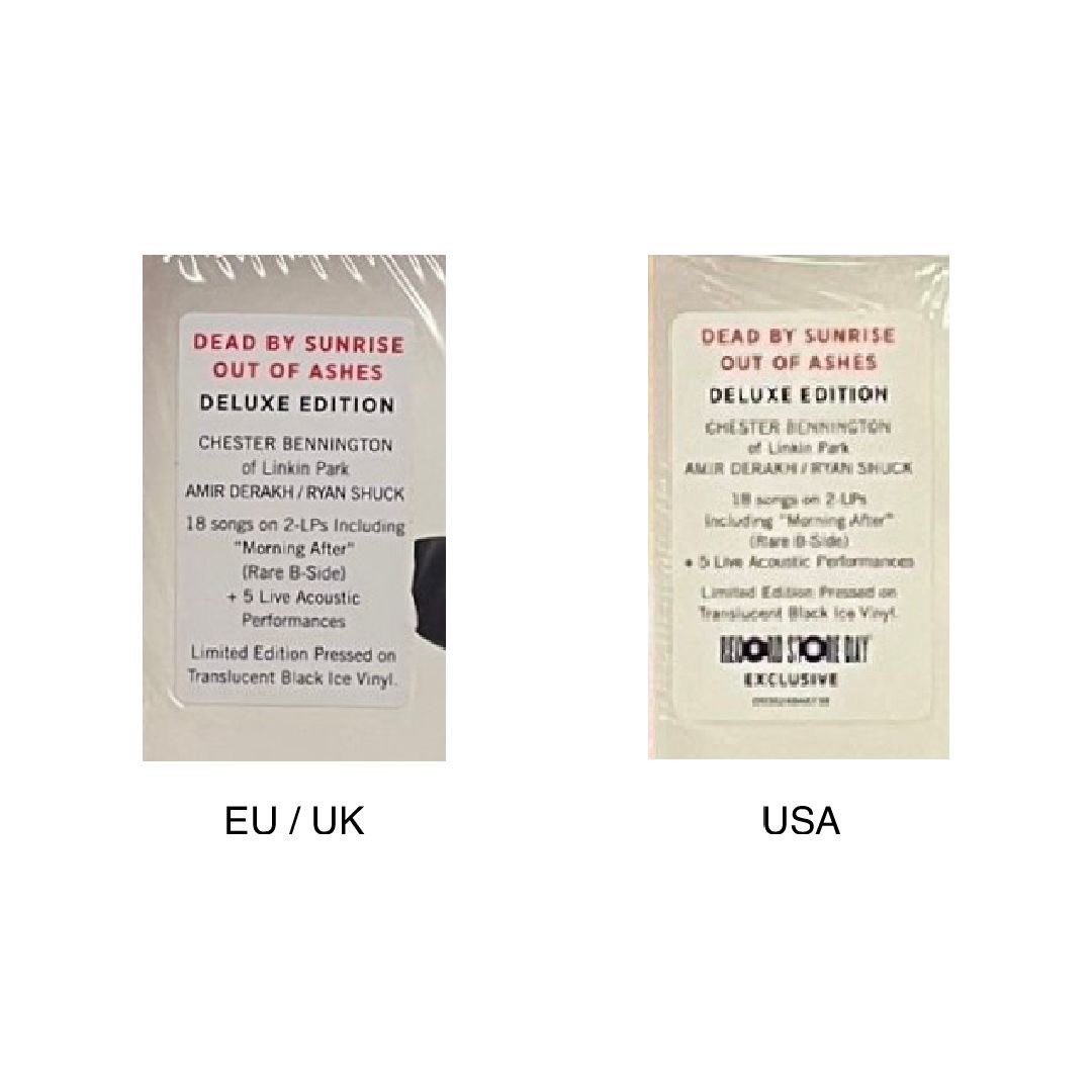 FuYiLong's tweet image. While searching, I realised there are two variants for the ‘Dead By Sunrise - Out of Ashes’ RSD 2024 release. They can easily be differentiated by the hype sticker. @LPLive @lpcatalog