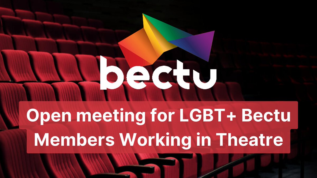 Bectu Member? LGBT+? Work in theatre?

Join us for a special meeting to discuss your experiences in the industry and how you can work with the union's LGBT+ Committee to make positive change in your workplace.

Monday 29th April, 12pm via Zoom. Register via the link below