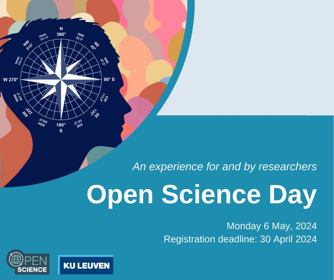 👉@KULeuvenOpenSc's Open Science Day on May 6, 2024, lets #researchers share experiences and engage in discussions. Featuring a fair with posters and stands by @KU_Leuven #researchers, plus a panel debate on #OpenScience's impact. ✅Register: tinyurl.com/czxzfmfs #OpenAccess