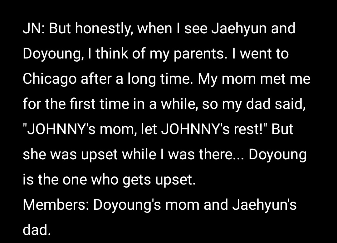 Suddenly reminded of when johnny said that jaedo resembles his parents and he’s so RIGHT