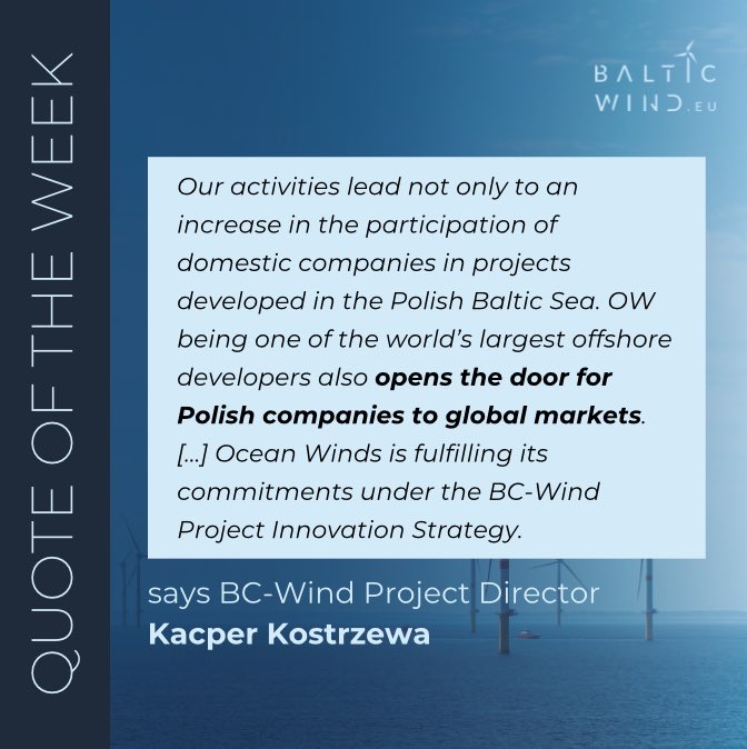 BalticWindEU's tweet image. ⭐️QUOTE OF THE WEEK⭐️

The following quote is a snippet of our Quarterly Report Poland Q1 2024. 🇵🇱 balticwind.eu/balticwind-eu-…

Kacper Kostrzewa, #BCWind Project Director, spoke on the company’s activity 🌍

🍀Full article is available here: balticwind.eu/ocean-winds-ge…