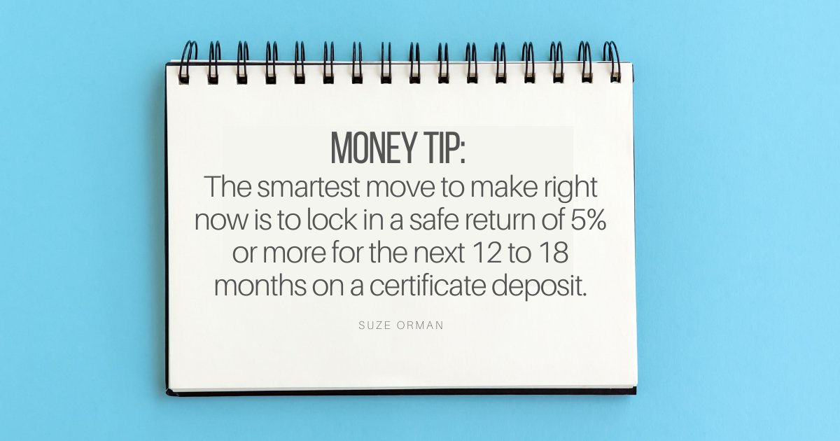 You can currently purchase a certificate deposit (CD) that will guarantee you a return of at least 5% for a year or more. Don't wait! If you file this away you are going to miss the chance to get paid a guaranteed 5%. #FinancialAdvice #InvestmentStrategy #CDInvesting