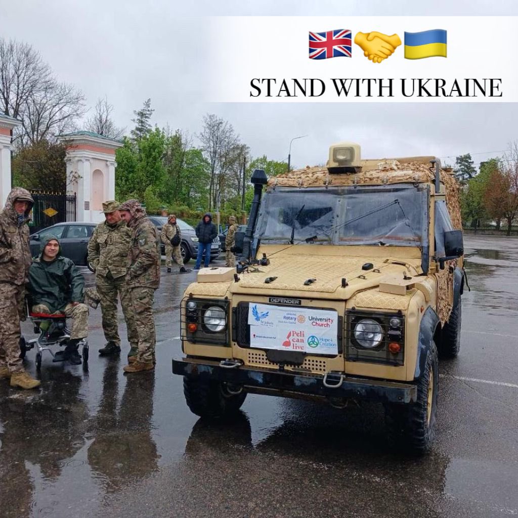 Armoured vehicle was delivered to Ukraine on 17/04 to be re equipped as an evacuation vehicle for the medics Special 🙏to artists Sofiia Atlantova & Oleksandr Klymentko as well organisations- Hope4Creation, Peli can live, Rotary Club Kyiv-Capital & others for making this happen!