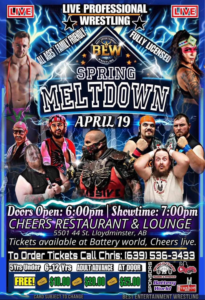 Today's wrestling events in Western/Central Canada (April 19)

BRITISH COLUMBIA 
Thrash Wrestling, Trail

ALBERTA
@rcw_wrestle, Calgary 
@CanamWrestling, Innisfail 

AB/SASKATCHEWAN 
BEW Best Entertainment Wrestling, Lloydminster 

MANITOBA 
@PrimosCanada, Winnipeg