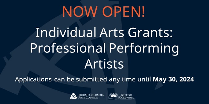 We are now accepting applications for Individual Arts Grants: Professional Performing Artists! Applications accepted now until May 30, 2024. Find out more on our website: bcartscouncil.ca/program/indivi…