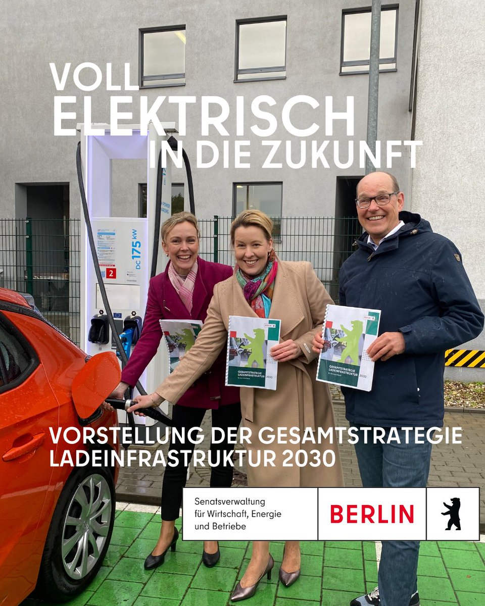 #Berlin lädt auf! 🚐🔋Damit auch künftig alle zuverlässig ihr E-Auto laden können, müssen deutlich mehr #Ladepunkte (privat & öffentlich) installiert werden. Heute wurde die Gesamtstrategie #Ladeinfrastruktur 2030 mit vielen Ausbaumaßnahmen vorgestellt. 👉berlin.de/sen/web/presse…