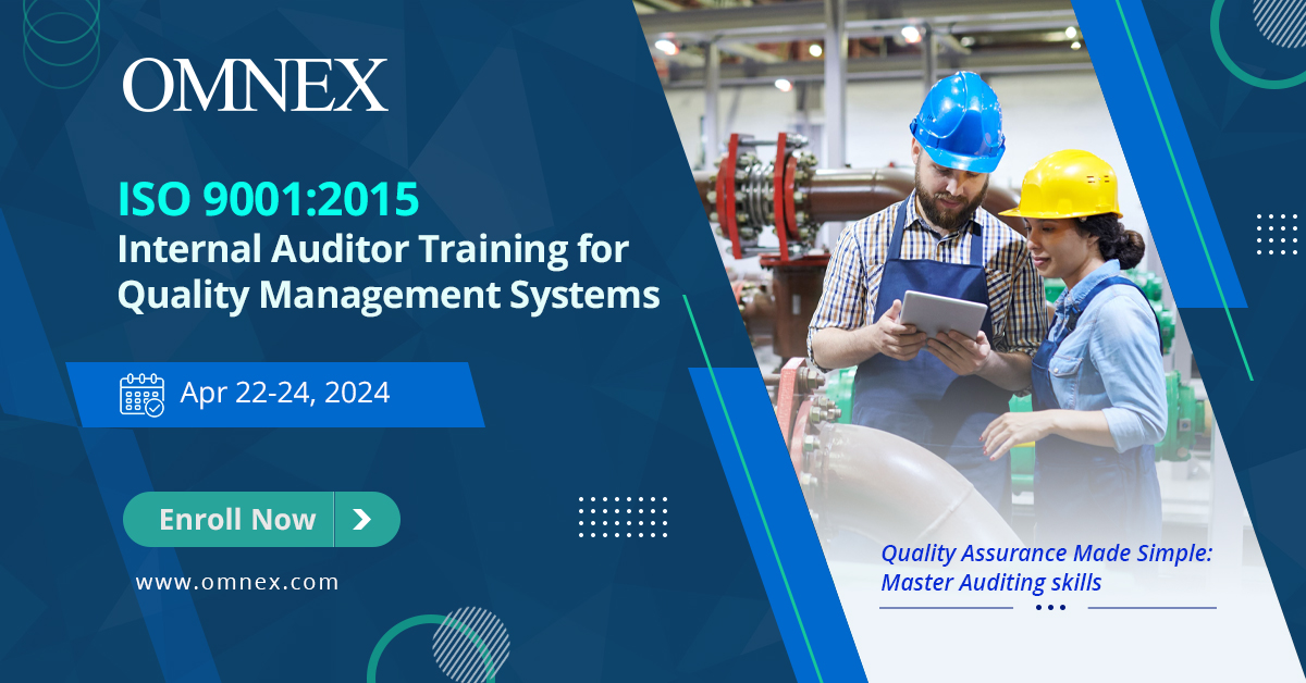 ISO 9001:2015 Internal Auditor Training for Quality Management Systems
Date: Apr 22-24, 2024
𝐄𝐧𝐫𝐨𝐥𝐥 𝐧𝐨𝐰:
hubs.li/Q02tjqbH0

#ISO9001 #QualityManagement #InternalAuditor #QMS #AuditorTraining #ISOTraining #QualityAssurance #ISOStandards #ContinuousImprovement #ISO