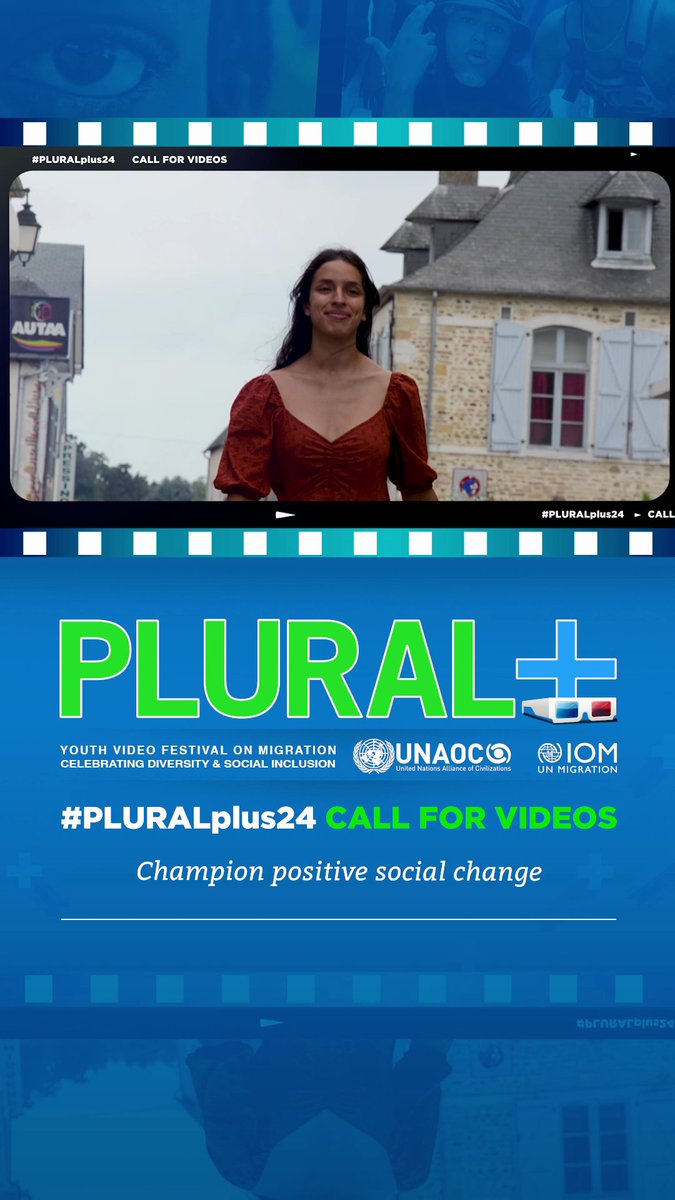 🎬Calling young filmmakers, the 2024 PLURAL+ Youth Video Festival is for 𝐘𝐎𝐔! 📽️ @UNAOC & @UNmigration are looking for storytellers ages 12-25 to submit video shorts on migration and diversity. 🗓️Deadline: Friday, May 31 More info: bit.ly/4d1CAUF #PLURALplus24