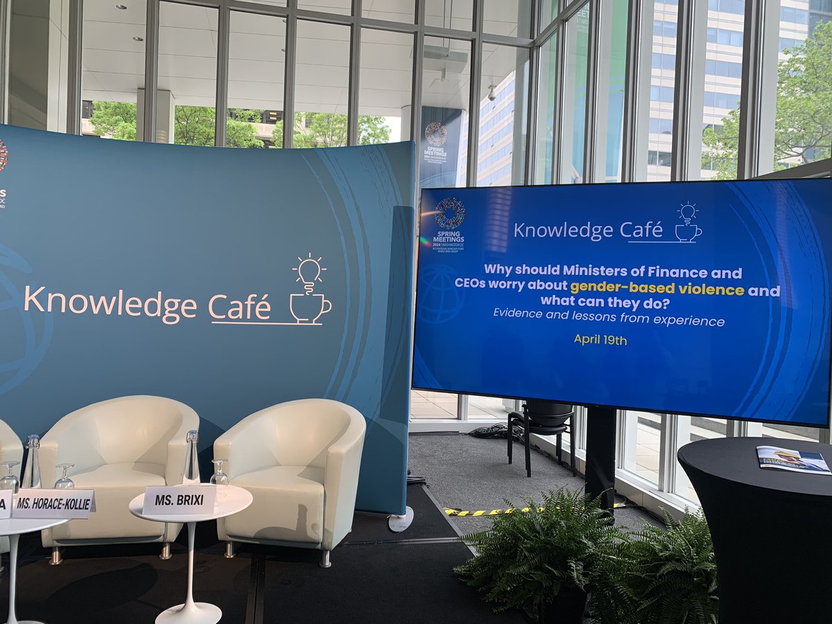 We are at the IMF and World Bank Spring Meeting in Washington. This morning we are attending a gender equality focused event at the World Bank Knowledge Cafe: Why should Ministers of Finance and CEOs worry about gender-based violence and what can they do?