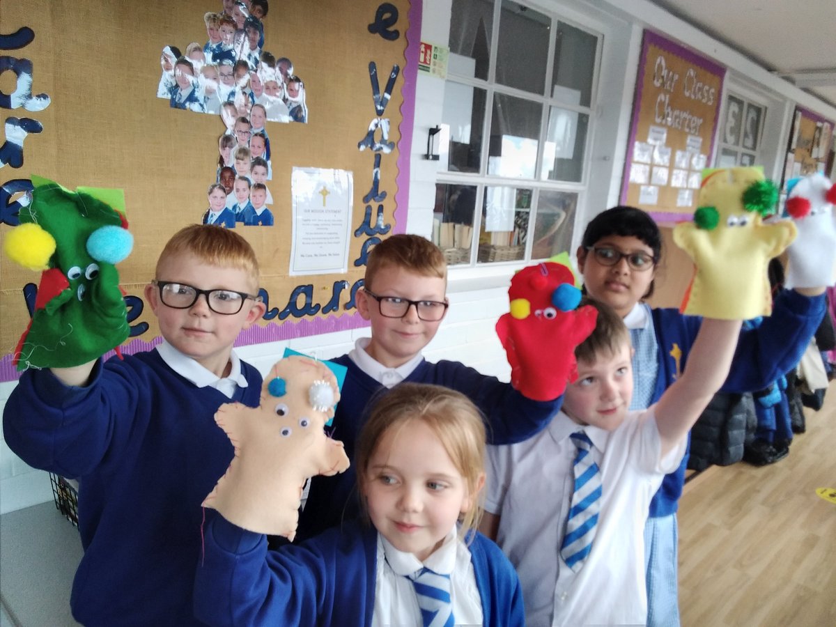 Look at our finished hand puppets. Amazing work Year 2!