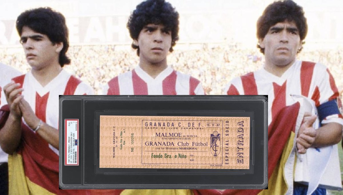 I've doubled down on collecting old ticket stubs since starting @ACMomento, and last night stumbled upon a seemingly random stub at auction from a friendly match in 1987 hosted by 2nd division Spanish side Granada CF. It involves Diego Maradona, and it's a great story. 👇🏻🧵