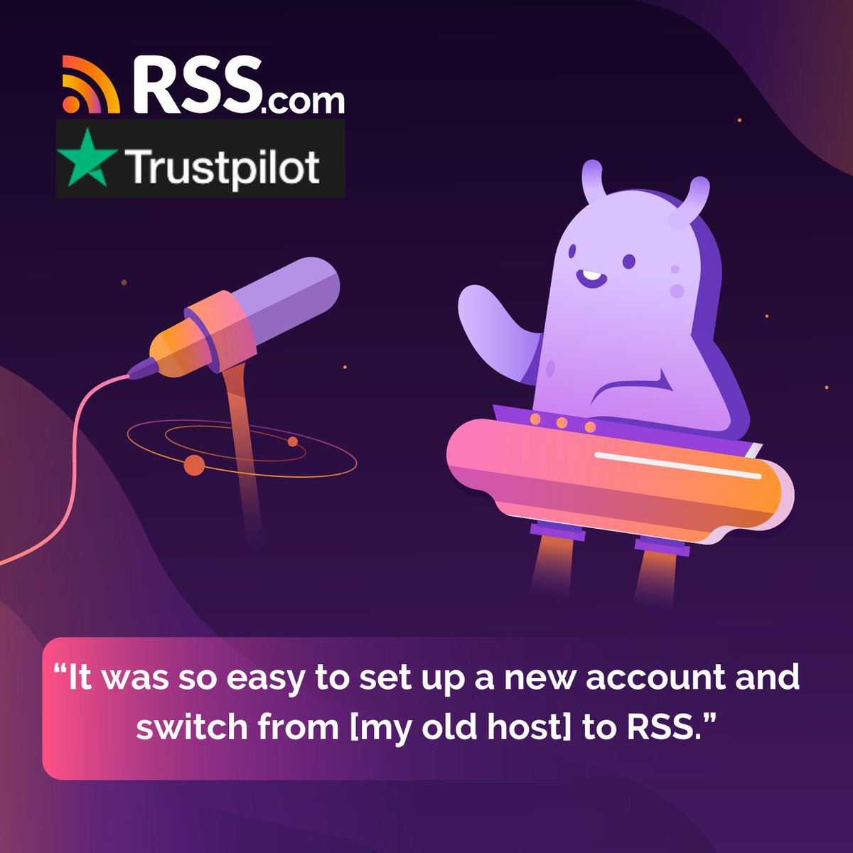 We love 5-star #customerreviews like this: “It was so easy to set up a new account and switch from [my old host] to RSS.” Find out why customers are making the switch! And, when you switch from your old #podcast host to us, get 6 months free here: rss.com/switch-to-rss/