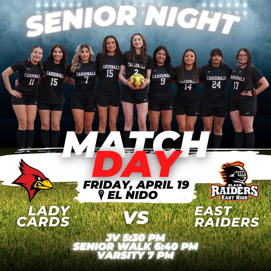 Senior night tonight, come out and support as we face East High School!!
#seniornight #SomosSSC #CardPride