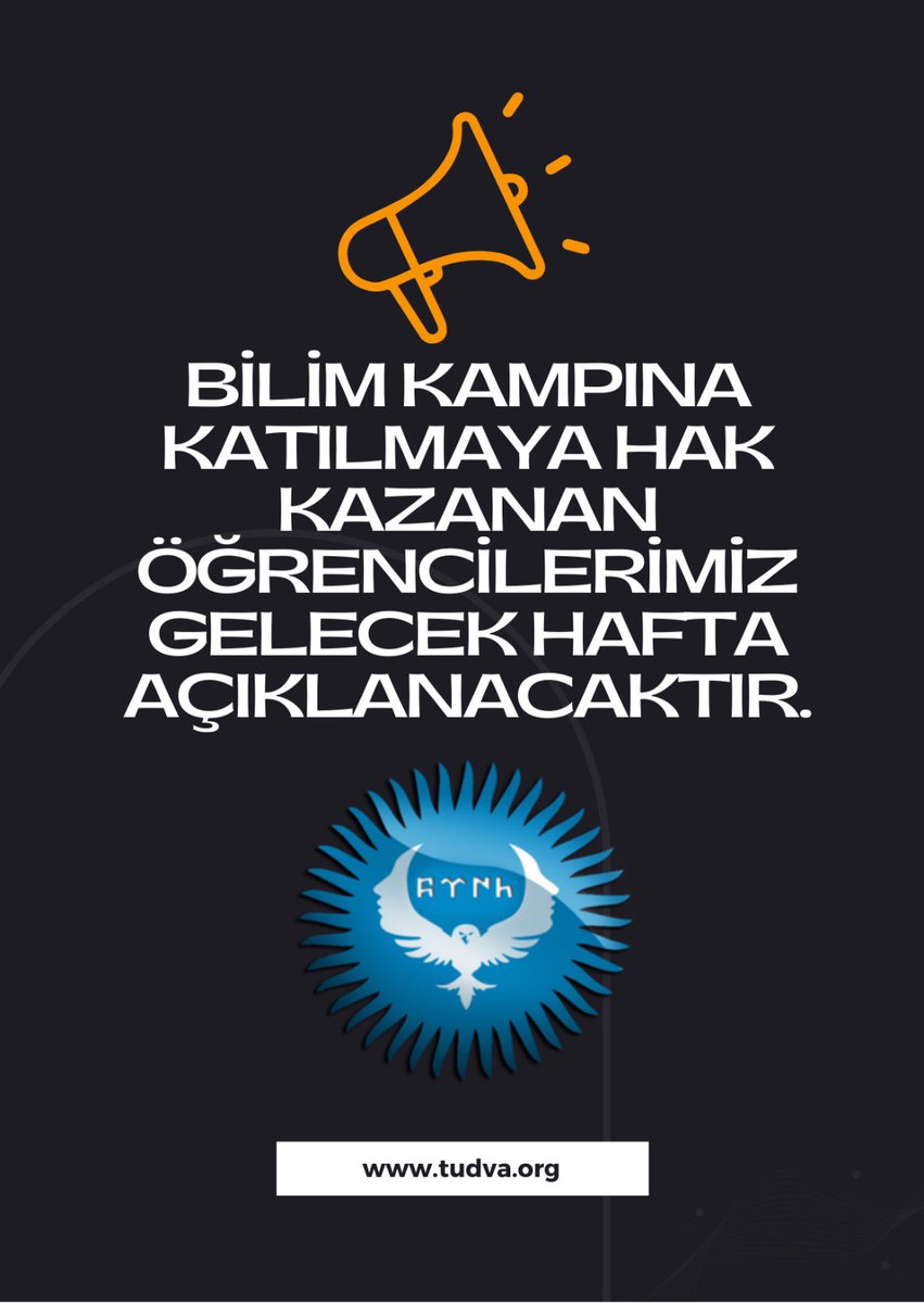 Turkddv's tweet photo. ‼️ Türk Dünyası Dijital Vatandaşlığı Projesi kapsamında projeye dahil olup bilim kampına katılmaya hak kazanan öğrencilerimiz gelecek hafta açıklanacaktır.
#tudva
@tcbestepe 
@yurtdisiturkler 
@DevTurkTeskilat https://t.co/4HEGroNDXG