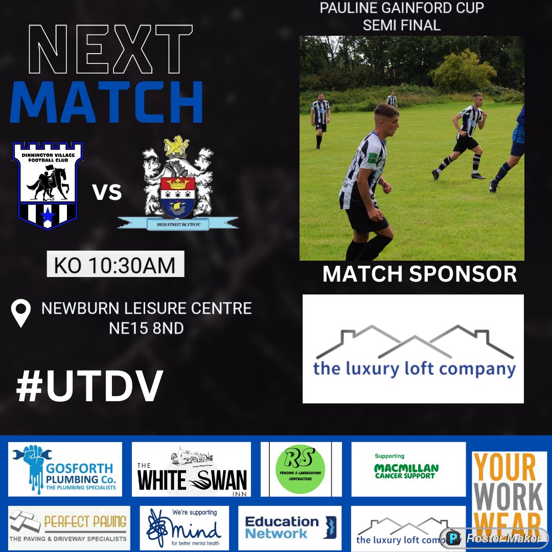 This Sunday we finally play High Street Blyth, in the Pauline Gainford Cup Semi-Final. Due to council pitch closure’s this will take place at Newburn Leisure. Winner faces <a href="/NewshamSC/">Newsham & New Delaval Side Club FC</a> in the final @ Croft park on the 28 April #UTDV #cdsfl #cupfever