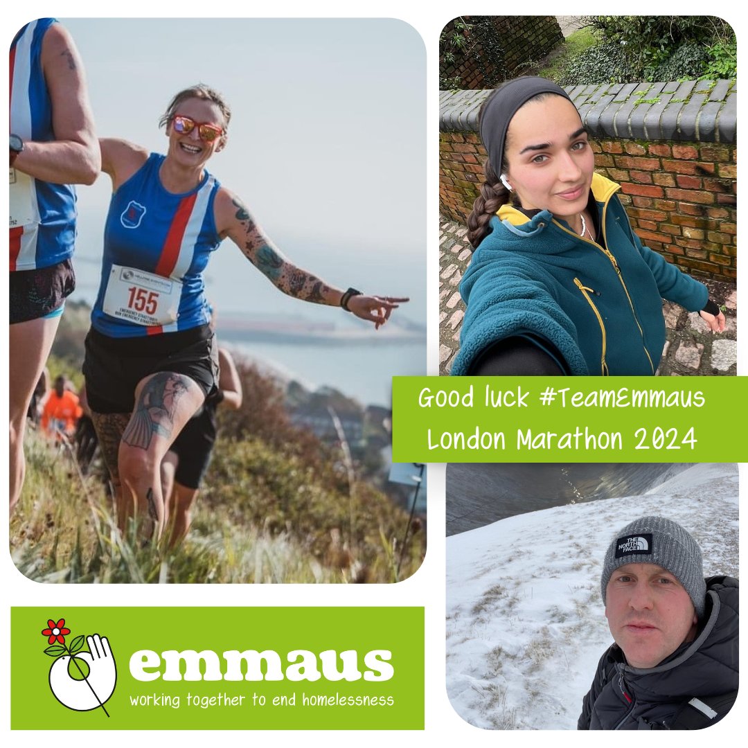 EmmausUK's tweet photo. Good luck Collette, Perl, Chris and everyone running for Emmaus in today’s #LondonMarathon!
Your fundraising will make a real difference to the lives of people who have experienced homelessness and social exclusion. We're cheering you on to the finish line!
#TeamEmmaus https://t.co/cx3sPwWs0V