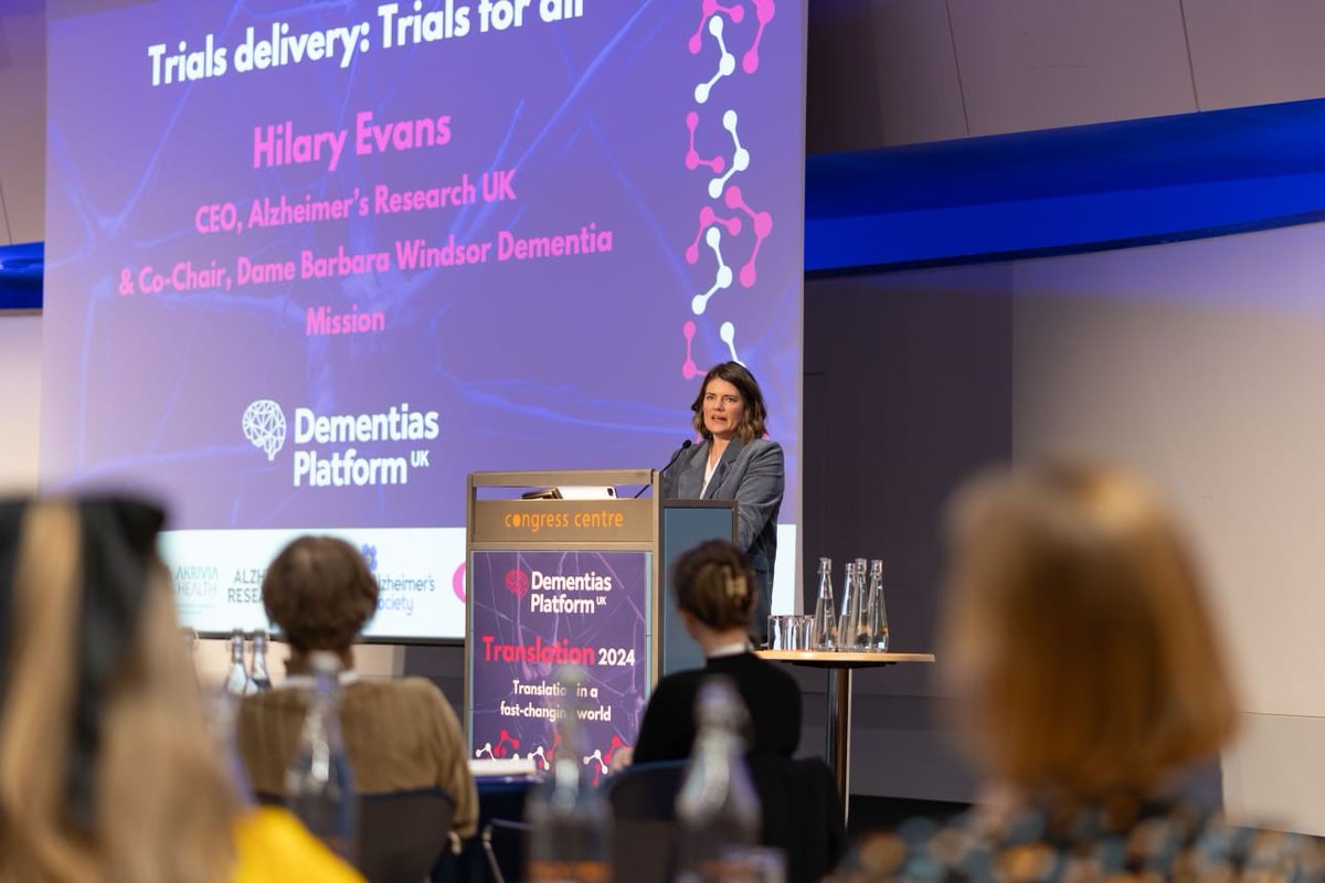 Our Chief Exec @HilaryAlzUK joined @DementiasUK #Translation2024 conference today to speak about the work being done to accelerate & grow clinical trials in the UK. It’s fantastic to hear that collaboration across the research & clinical community is at the heart of this!