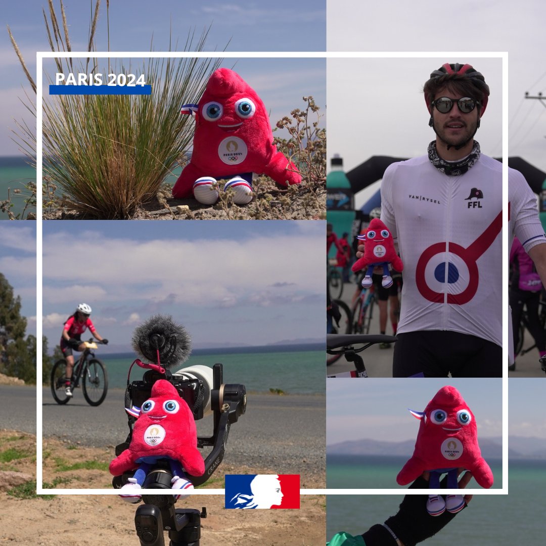 La Mascota de los Juegos @Paris2024 se atrevió a competir a la 4ta edición de la carrera de la Ruta del Lago, a 3.850msnm. Entrenando a esa altura, la Mascota estará lista para la llegada de la prueba de ciclismo en el Puente Alejandro III el próximo 27 de julio ! 📷 #JOP2024