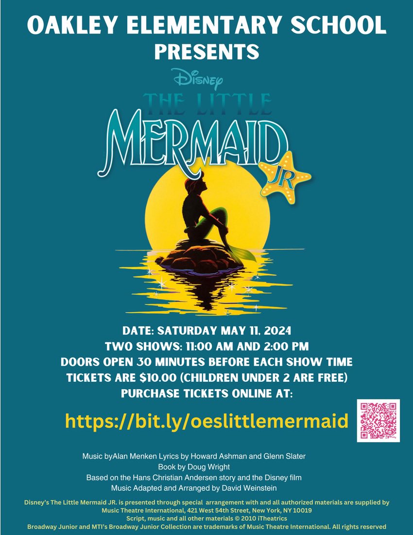 Please come out and support our talented Oakley Tigers as we present “The Little Mermaid!” Hope to see you all there! @OakleyTigers @msuchengoddy @APJordan12