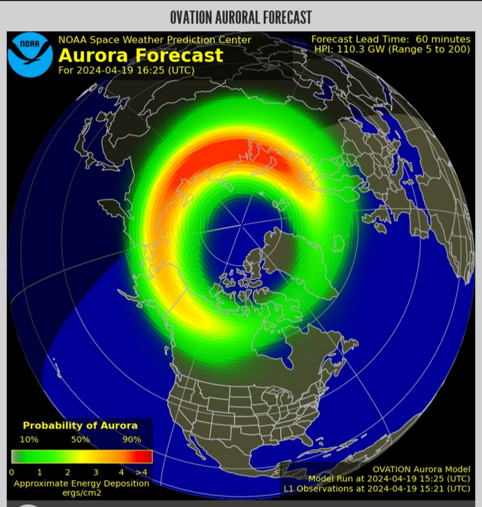 GEOMAGNETIC SOTRM IN PROGRESS: A series of small Coronal Mass ejections is brushing by Earth and causing a low-level geomagnetic storm (G1, Kp=5).