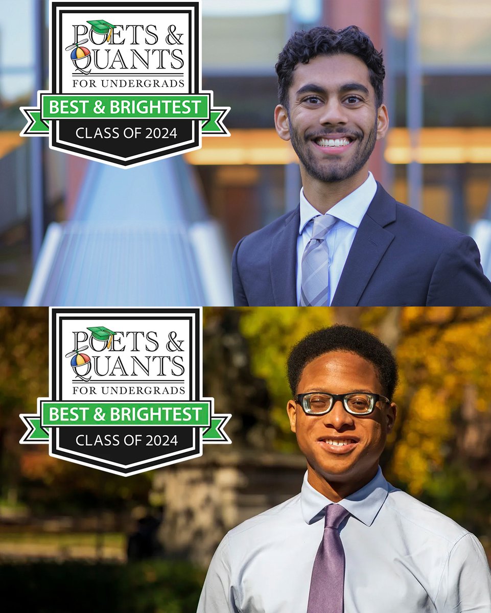 👏 Two #WhartonUndergrad students were named among @PoetsAndQuants' 'Best & Brightest' in the Class of 2024: 📝 Deepak Kejariwal: whr.tn/49s5x9u 📝 Xavier Shankle: whr.tn/3xjdP6d