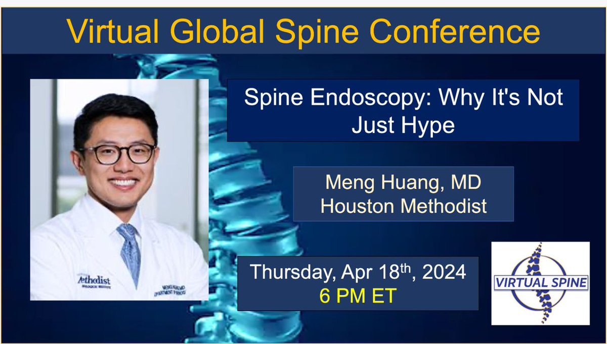 Watch Dr. Meng Huang's latest Spine Endoscopy session on our YouTube channel. youtube.com/watch?v=57H_Eo… 
#SpineEndoscopy #EndoscopicSurgery #neurotwitter #orthotwitter #Spine #Endoscopic #MIS