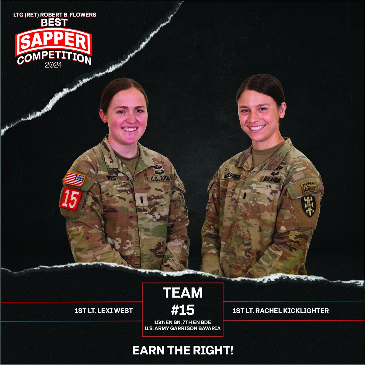 💥 Join us in cheering on 1LT Rachel Kicklighter & 1LT Lexi West ’21, a team of West Point Grads from #USMA2021 competing in the 2024 #BestSapper Competition, kicking off today! 👊 Read more about the impressive Kicklighter family: bit.ly/3UkyiAp #BSC24 #EarnTheRight