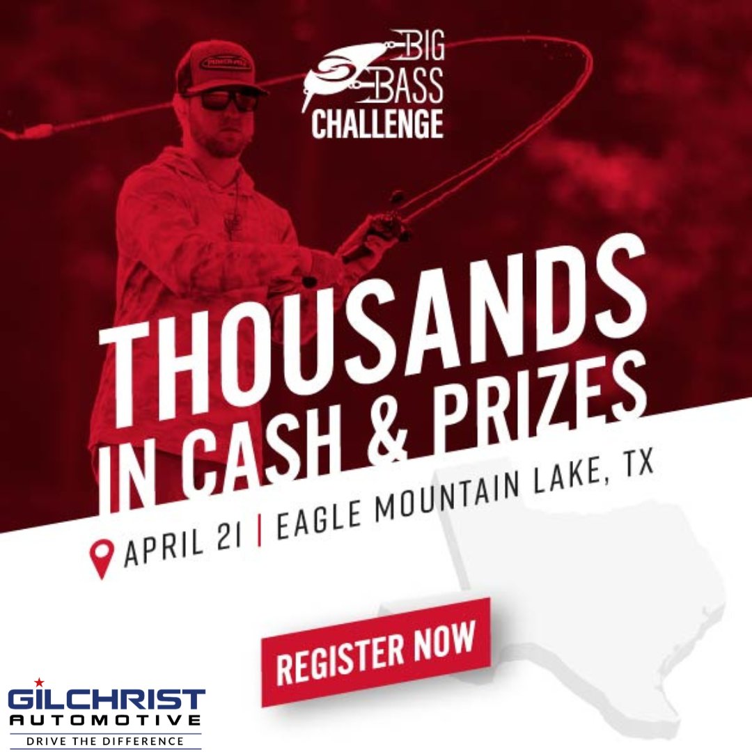 The first Strike King Big Bass Challenge of the year kicks off this Sunday on Eagle Mountain Lake!! Do you think you got what it takes to catch a Giant Bass? Sign up now: bit.ly/3UHTxwF #StrikeKingLureCompany #TieOneOn #BigBassChallenge #EagleMountainLake #BassFishing