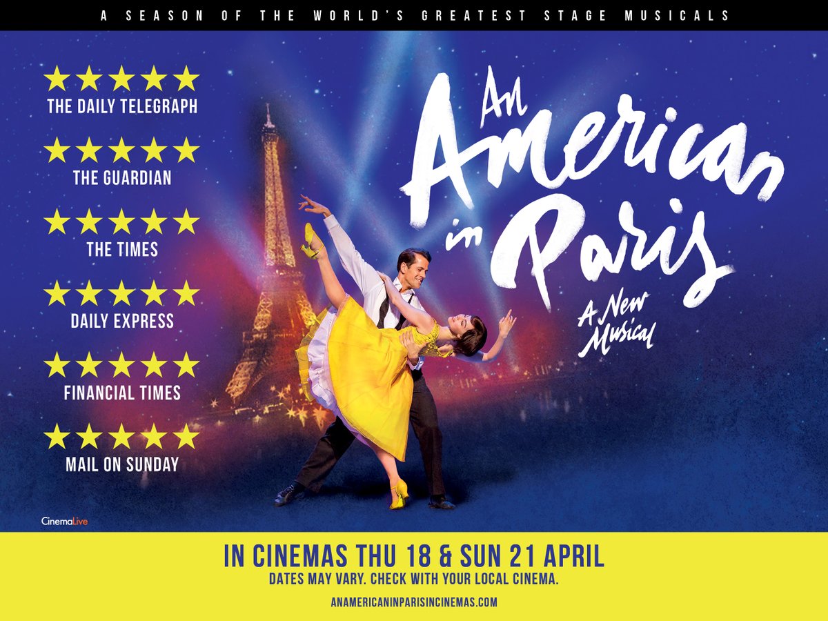 🎭 Get ready to be swept off your feet by the magic of Encore Screening's An American in Paris! ✨ 

watersmeet-tickets.ticketsolve.com/ticketbooth/sh…

🌟🗼 #AnAmericaninParis #WestEnd #BroadwayMagic #watersmeetrickmanswoth #supportlocaltheatre
